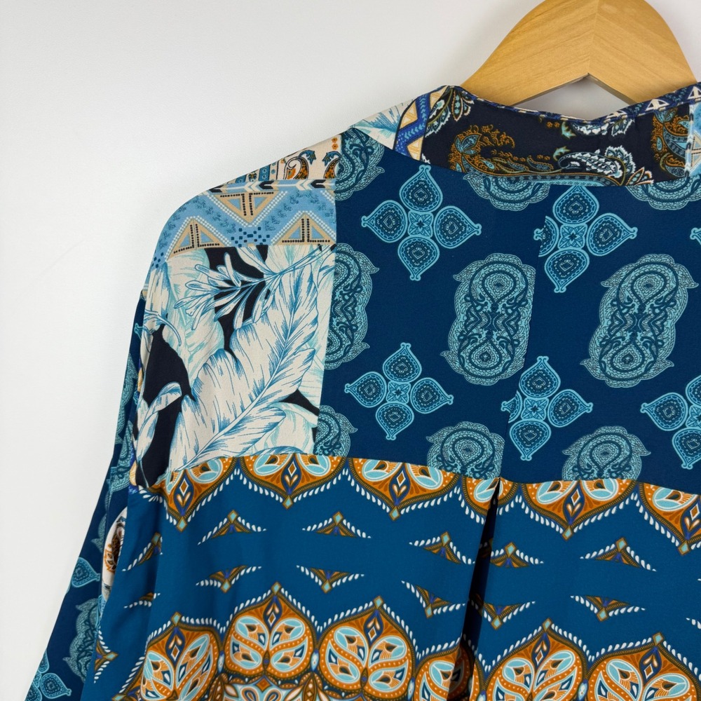 Rose + Olive Patchwork Paisley Button Down Shirt … - image 3